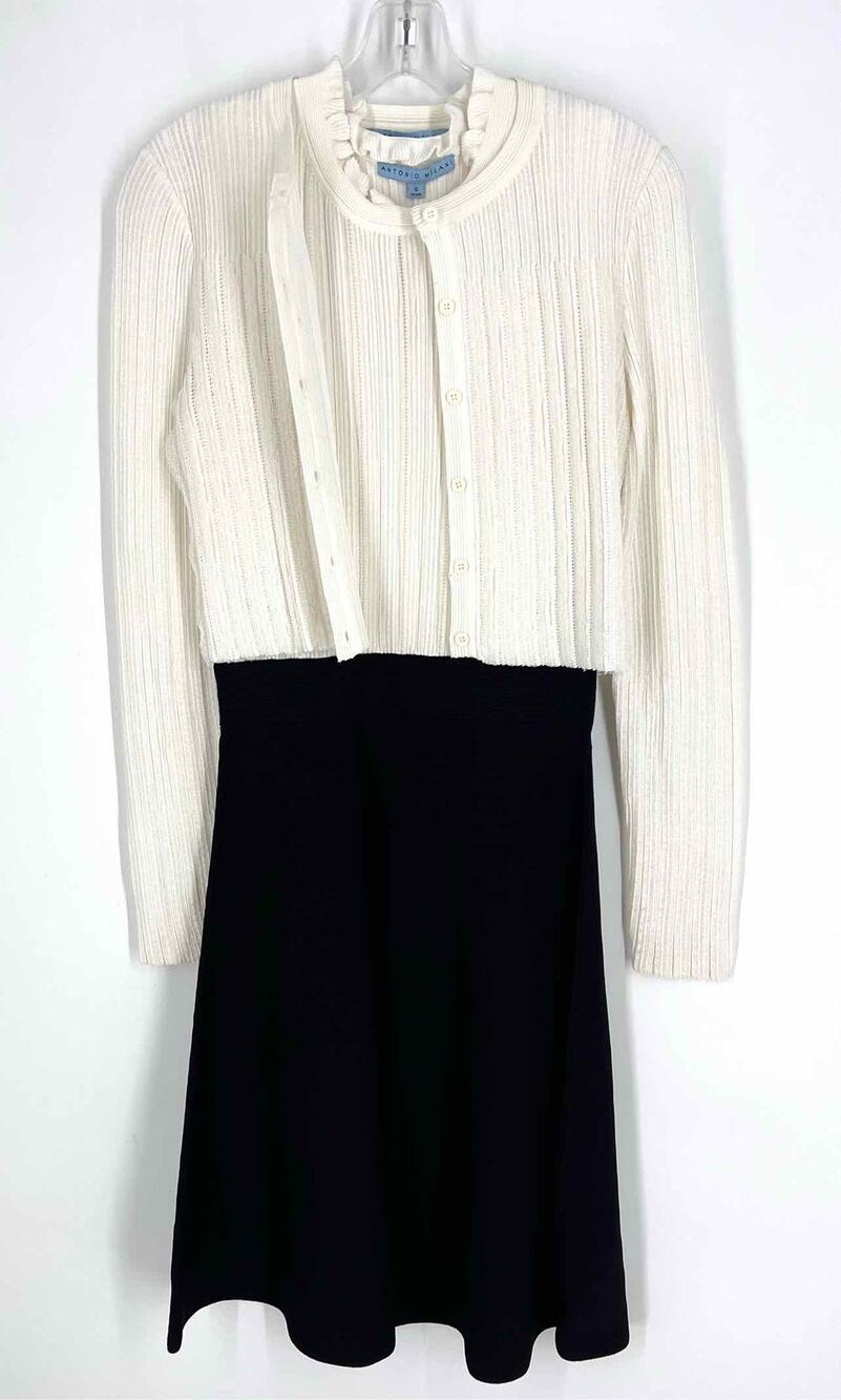 Antonio Melani Size S White/Black Color Block Ribbed Designer Dress Set